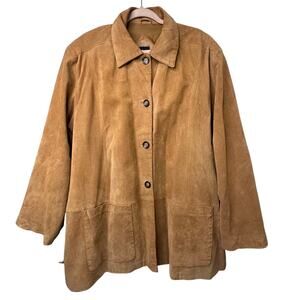 Mens XL/XXL Vtg Terry Lewis Tan Suede Jacket Chore Coat Utility Boho Western y2k